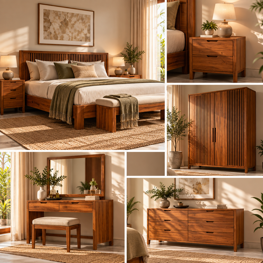 TeakCrafts Teak Wood Bedroom Furniture collection