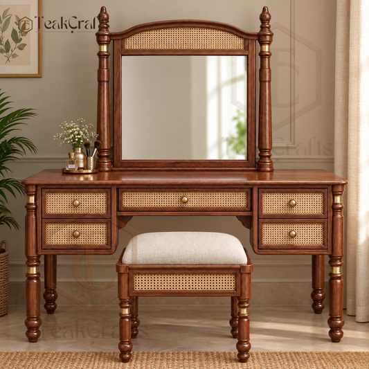 Classical Teak Wood Dressing Table Set by TeakCrafts — Teak Wood Dressing Table Set image 1