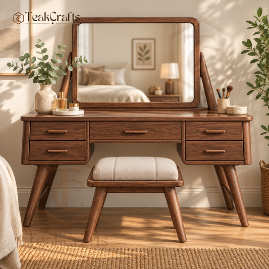 Arthur Teak Wood Dressing Table Set by TeakCrafts — Teak Wood Dressing Table Set image 1