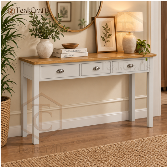 Triple Box Teak Wood Console Table by TeakCrafts — Teak Wood Console Table image 1