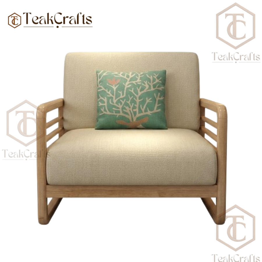 Monarch Teak Wood Sofa Set by TeakCrafts — upholstered teak wood sofa design, image 2