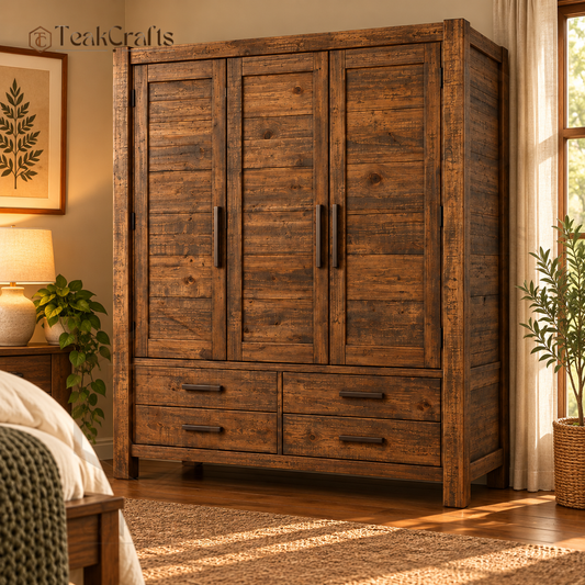 Drift Teak Wood Wardrobe by TeakCrafts — Teak Wood Wardrobe image 1