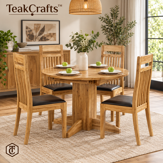 Crystal Teak Wood Dining Table Set by TeakCrafts — Teak Wood Dining Table Set product image 1