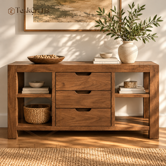Dewdrop Teak Wood Console Table
