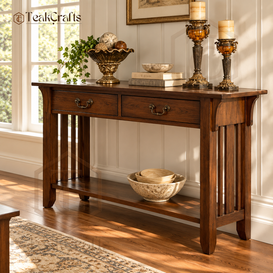 Opaline Teak Wood Console Table