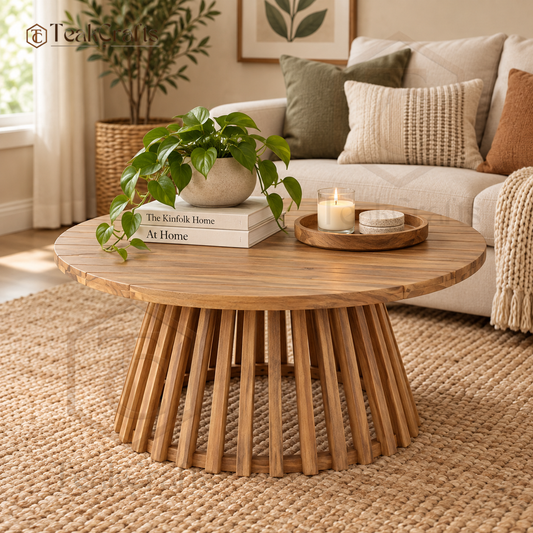 Round Teak Wood Center Table by TeakCrafts — Teak Wood Center Table image 1