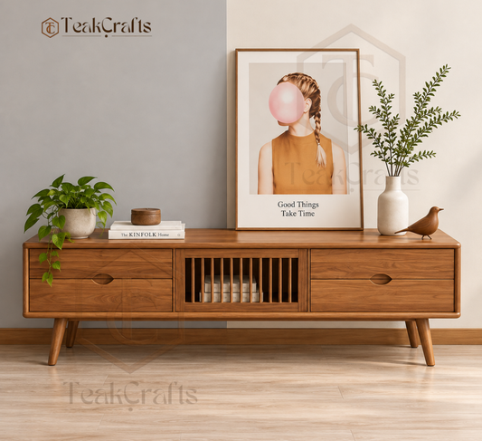 Contour Teak Wood TV Unit by TeakCrafts — Teak Wood TV Unit image 1