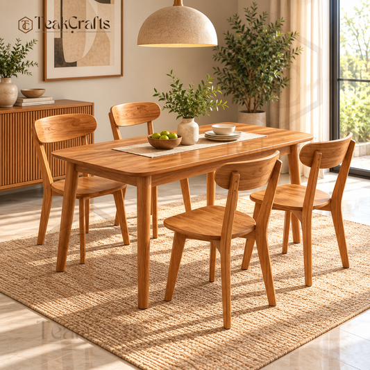 Canton Teak Wood Dining Table Set by TeakCrafts — Teak Wood Dining Table Set image 1