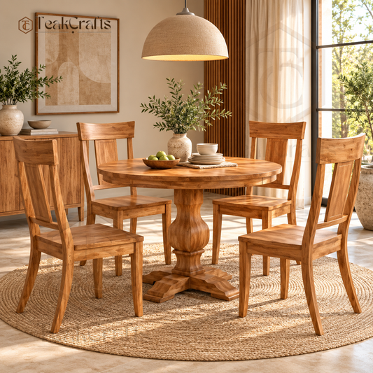 Raven Teak Wood Dining Table Set by TeakCrafts — Teak Wood Dining Table Set image 1