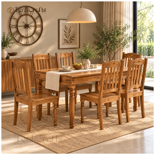 Duncan Teak Wood Dining Table Set by TeakCrafts — Teak Wood Dining Table Set image 1