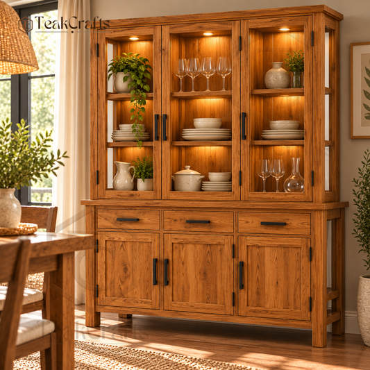 Dalton Teak Wood Crockery Unit by TeakCrafts — Teak Wood Crockery Unit image 1