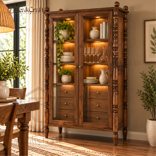 Elara Teak Wood Crockery Unit by TeakCrafts — Teak Wood Crockery Unit image 1