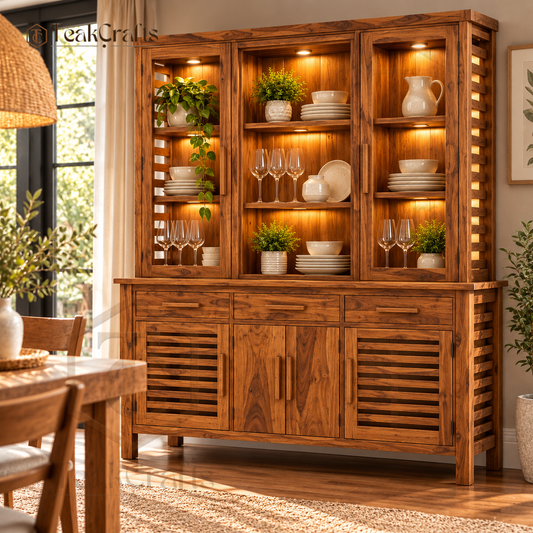 Grand Teak Wood Crockery Unit by TeakCrafts — Teak Wood Crockery Unit image 1