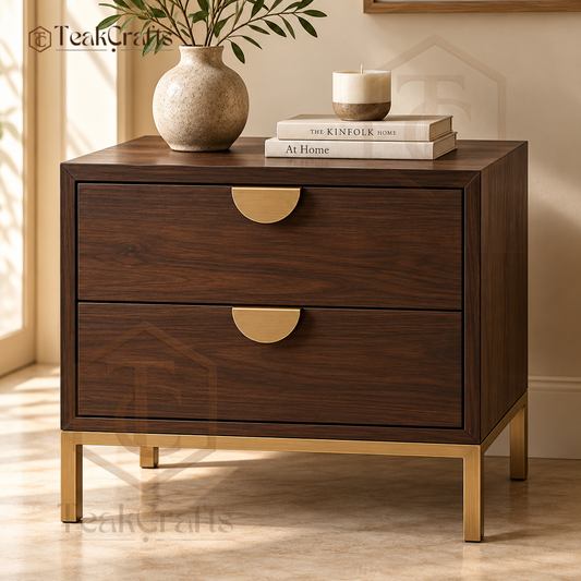 Xavren Teak Wood Bedside Table