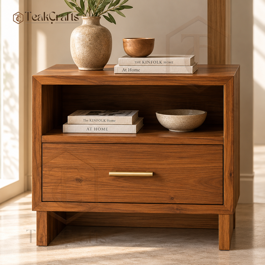 Yuvora Teak Wood Bedside Table