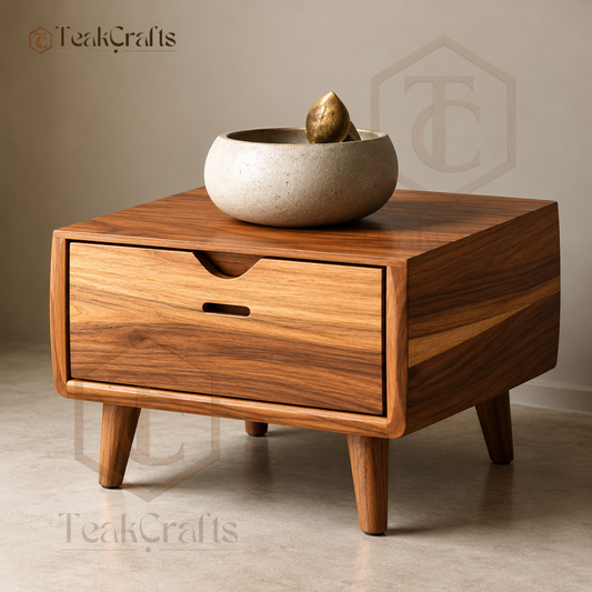 Drevon Teak Wood Bedside Table