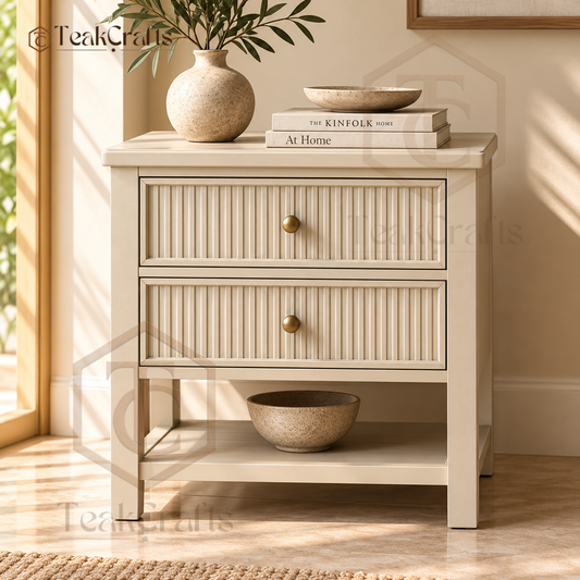 Crown Teak Wood Bedside Table